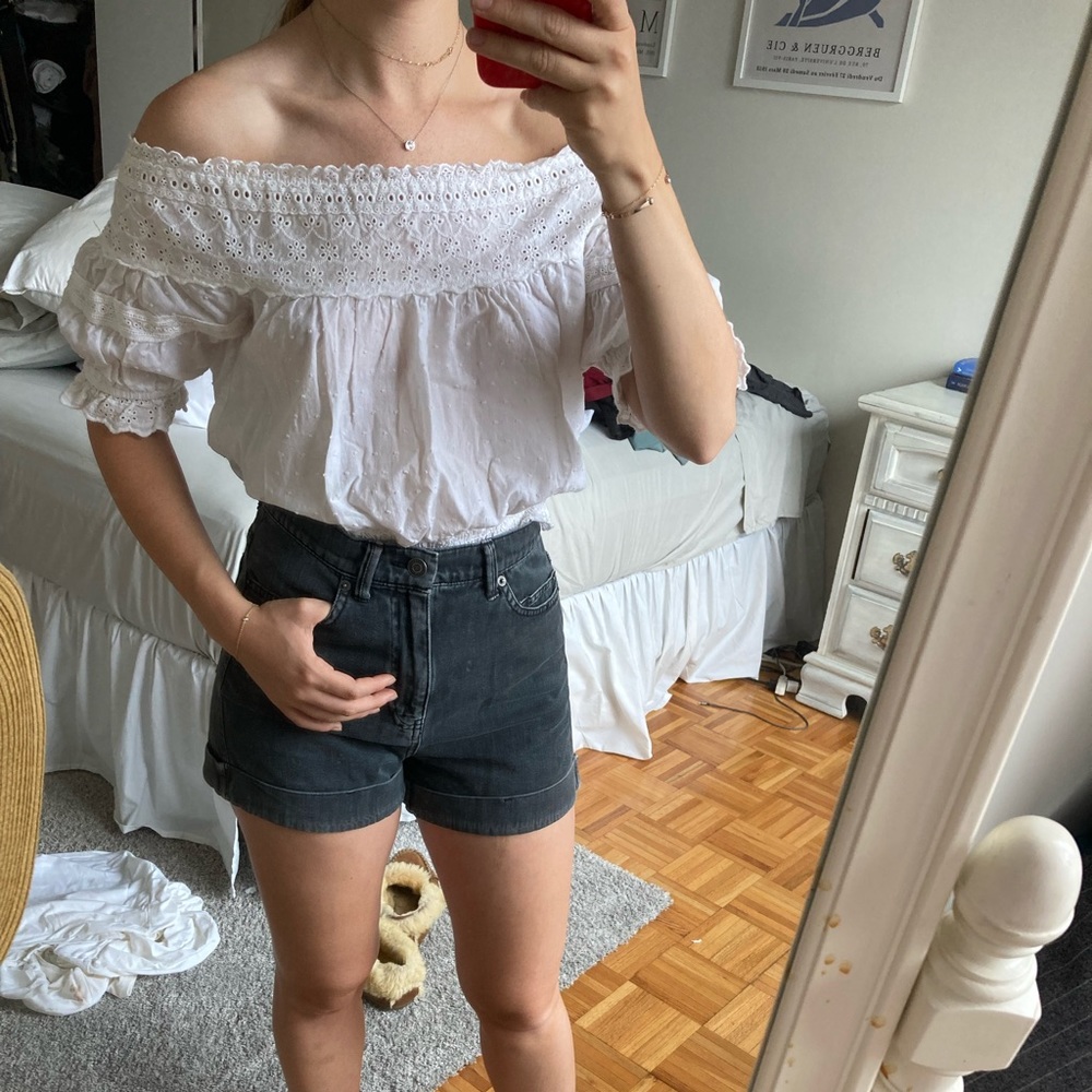 White lacey top off-shoulder